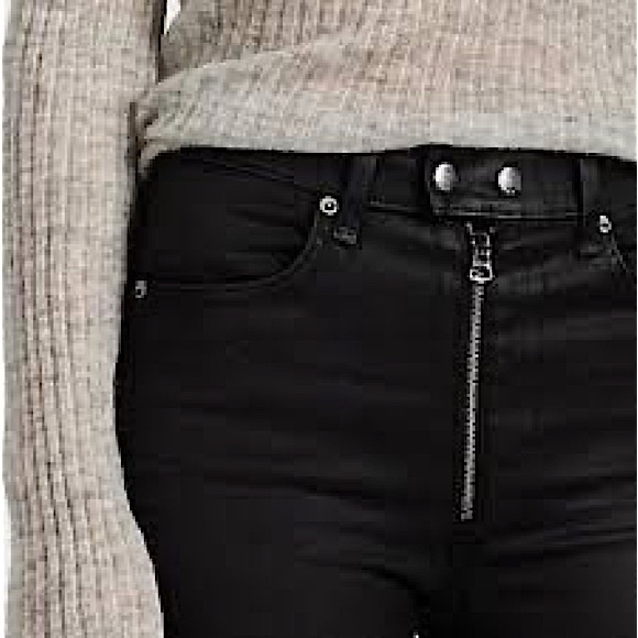 rag & bone Denim - Rag and Bone Baxter Coated Ankle Skinny Zip Exposed Zipper Jeans